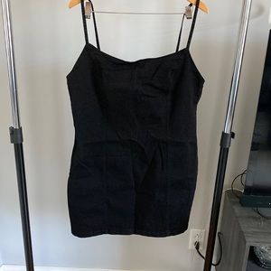 Stretchy black denim mini dress